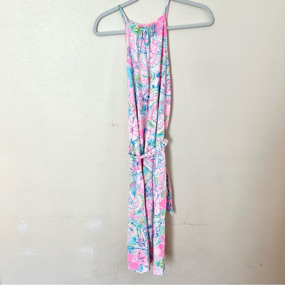 LILLY PULITZER Mabry Midi Dress Multi Flock Full of Fun Sz Small Halter - Picture 7 of 8